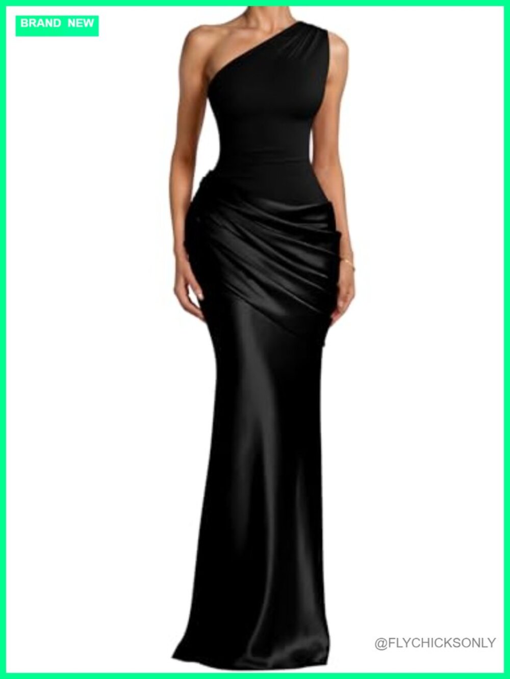 One Shoulder Pleated Maxi Formal Wedding Guest Dress